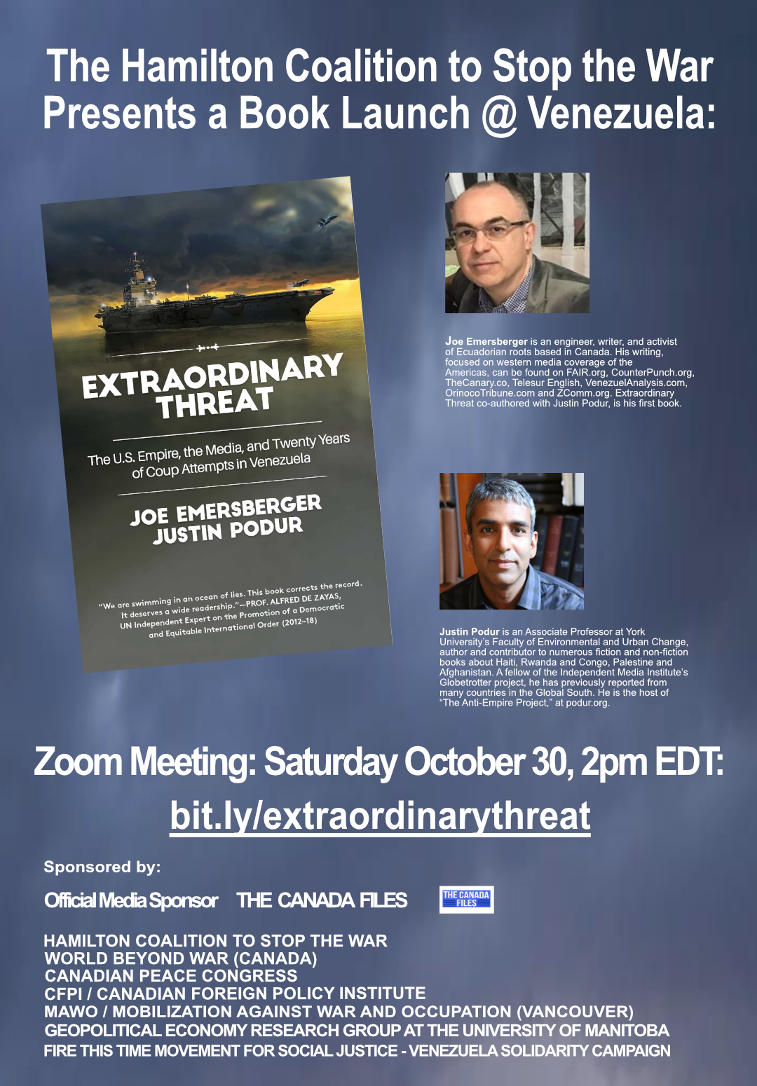 Book-Launch Poster for "Extraordinary Threat"